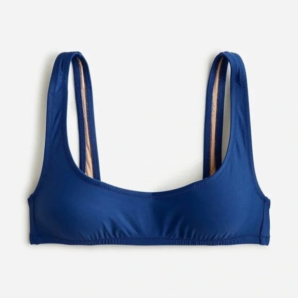J. Crew Women's Scoop Neck Bikini Top Blue Beach Size M NWT - Picture 1 of 6